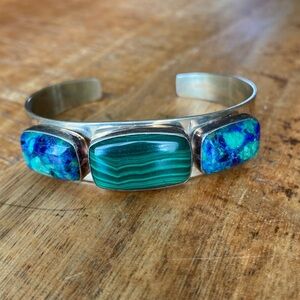 Jay King Malachite & Azurite Sterling Silver Cuff Bracelet